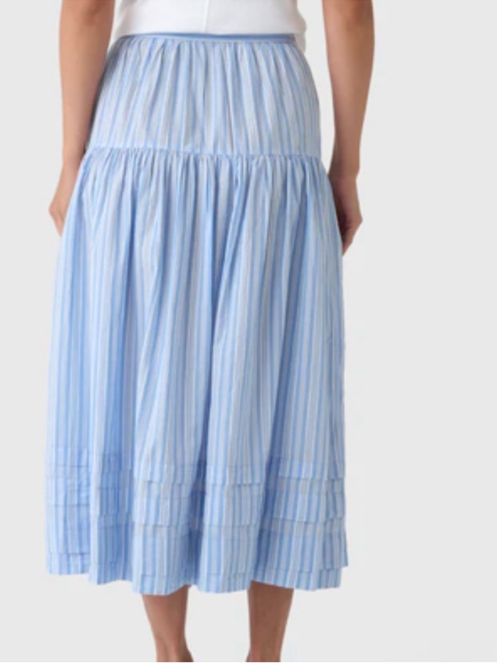 Doen Blue and White Striped Button-Front Tiered Maxi Skirt - Picture 4 of 5